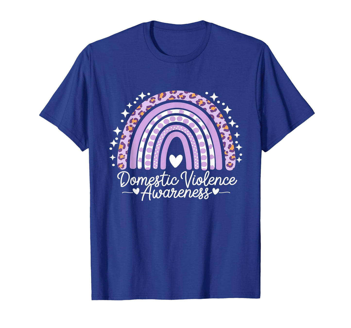 Domestic Violence Awareness Purple Ribbon Rainbow Leopard T-Shirt