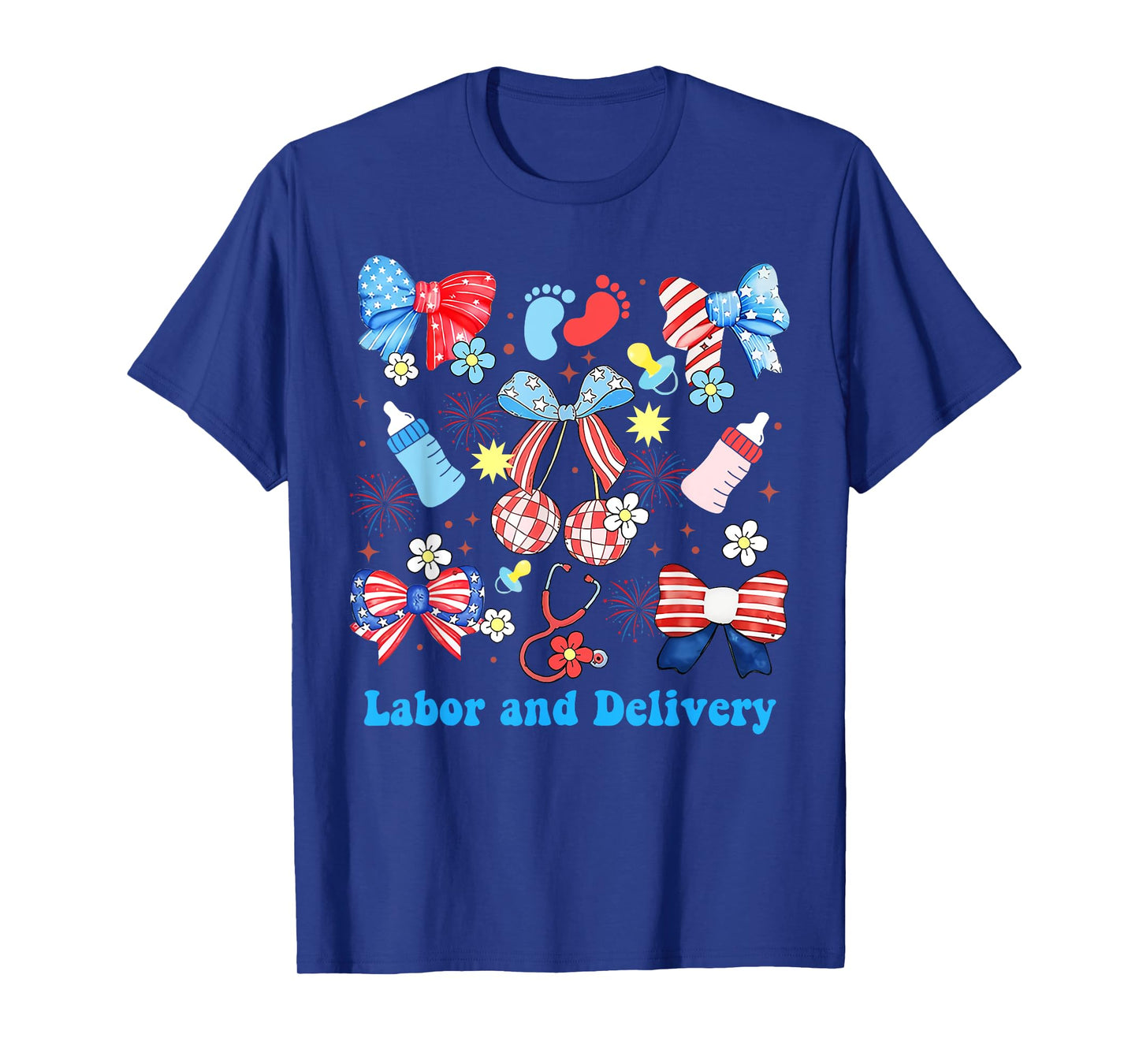 Labor Delivery Nurse 4th Of July Coquette Bow Independence T-Shirt