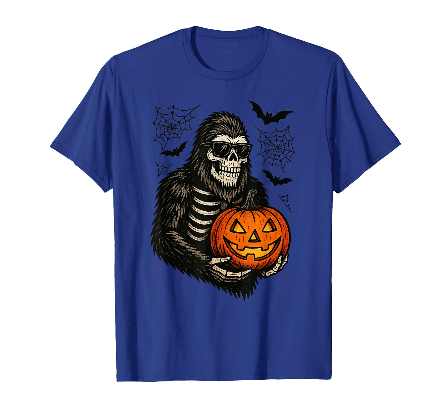 Spooky Bigfoot Jack O Lantern Skeleton Halloween Boys Mens T-Shirt
