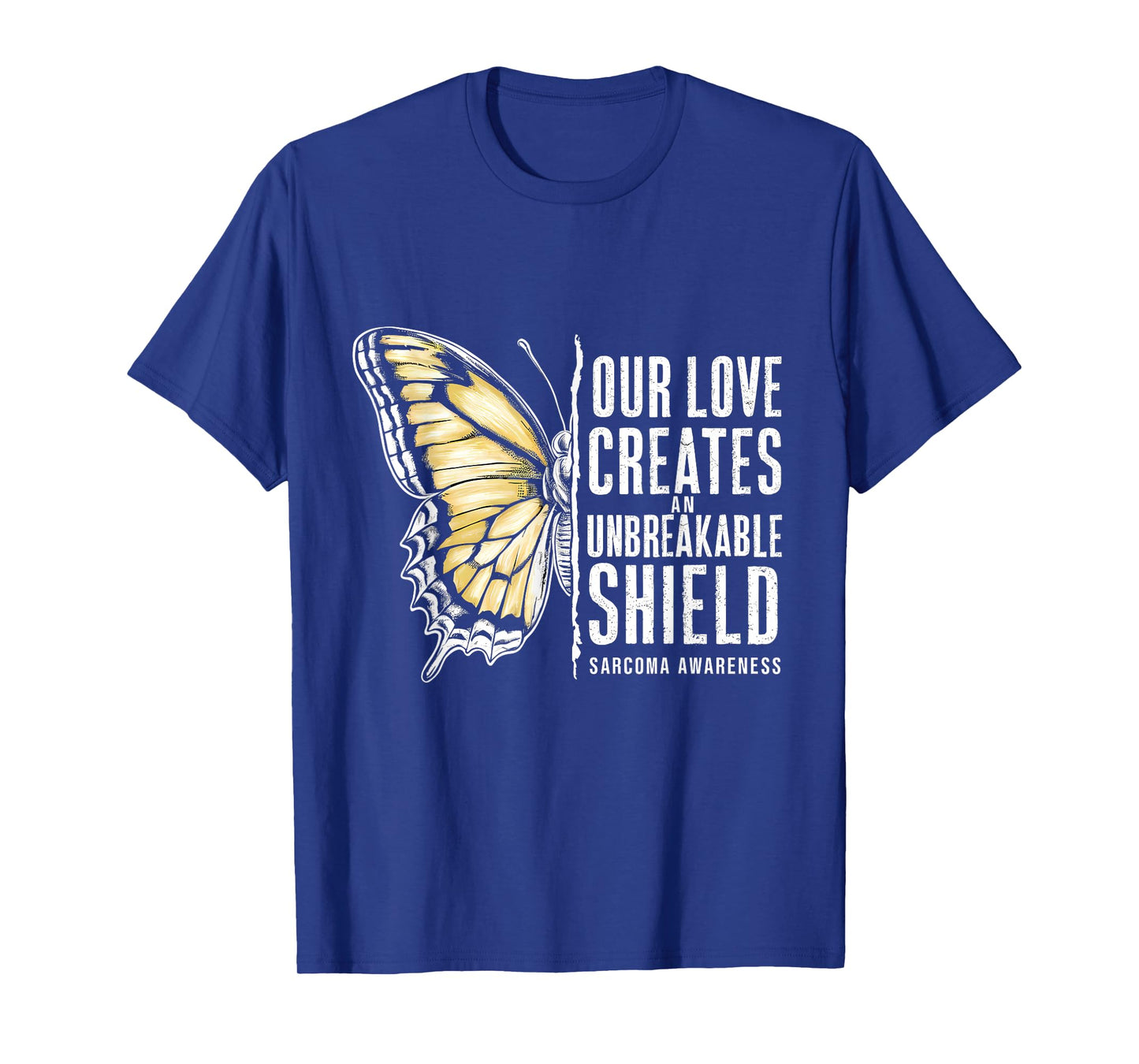 Sarcoma Awareness Unbreakable Shield Yellow Ribbon Butterfly T-Shirt