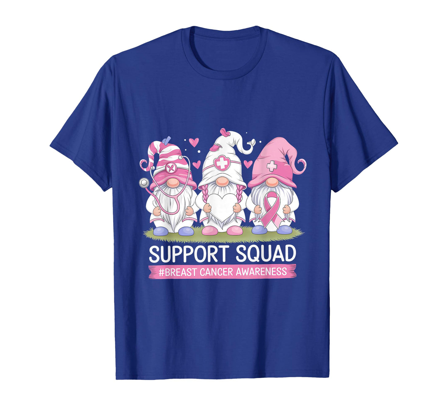 Pink Ribbon Breast Cancer Awareness Support Squad Gnomies T-Shirt