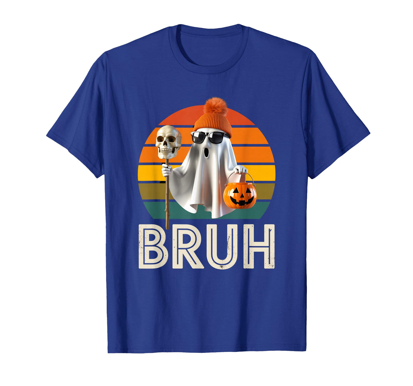 Funny Ghost Saying Bruh Halloween Meme Humor Women Men T-Shirt