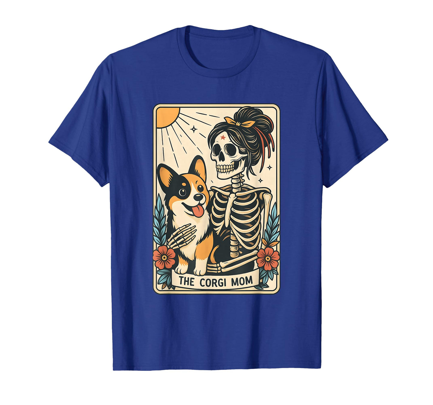 Corgi Mom Tarot Card Halloween Dog Skeleton for Corgi Lover T-Shirt