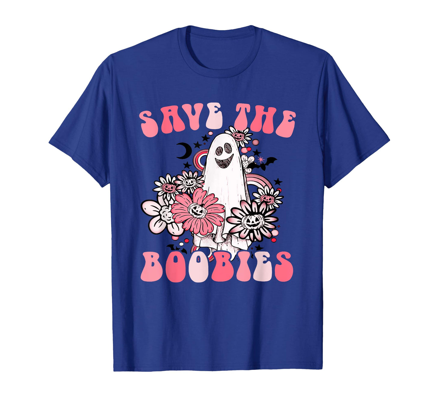 Boobees Breast Cancer Boho Groovy Ghost Save The Boo bees T-Shirt