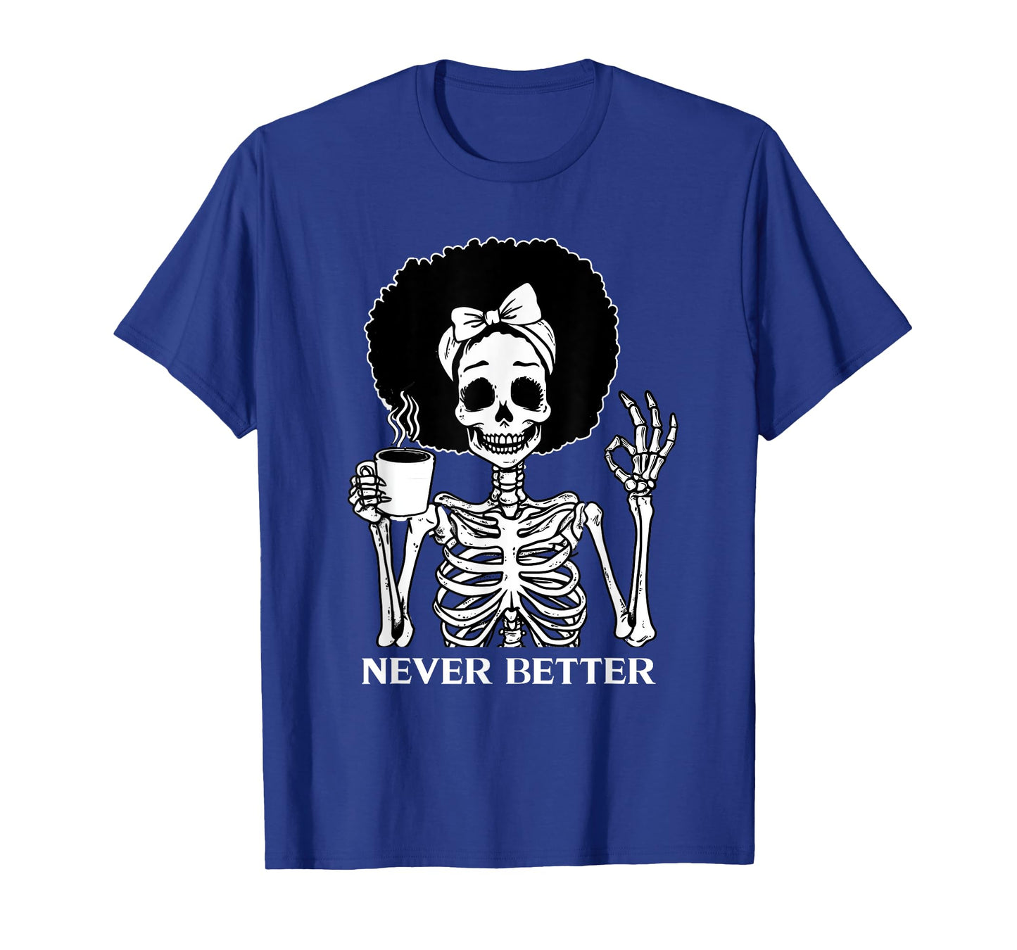 Never Better Afro Black Women African Messy Bun Vintage Bow T-Shirt