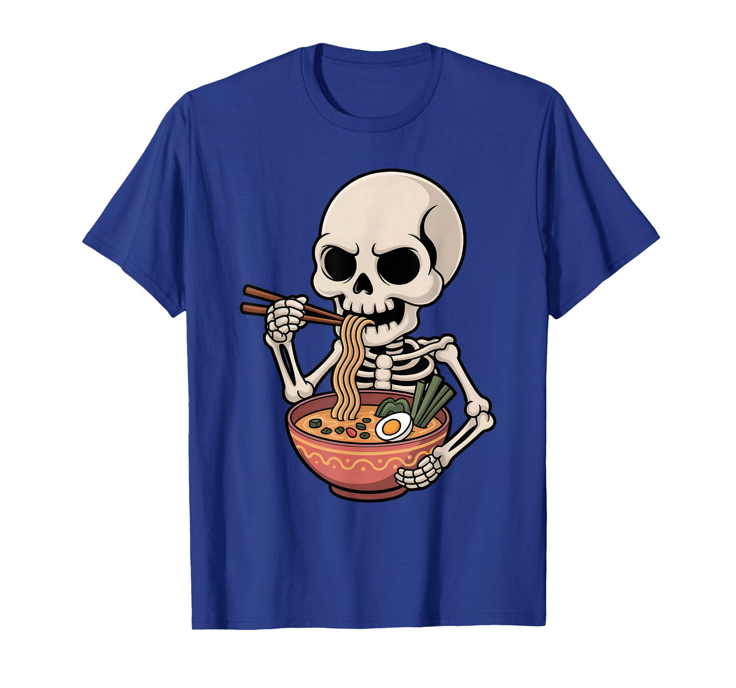 Cute Skeleton Eating Ramen Japanese Kawaii Spooky Noodles T-Shirt