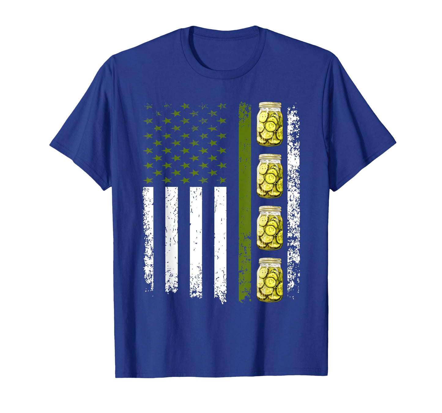 Funny Pickle Cucumber US American Flag Jar Of Sliced Pickles T-Shirt for Women Men