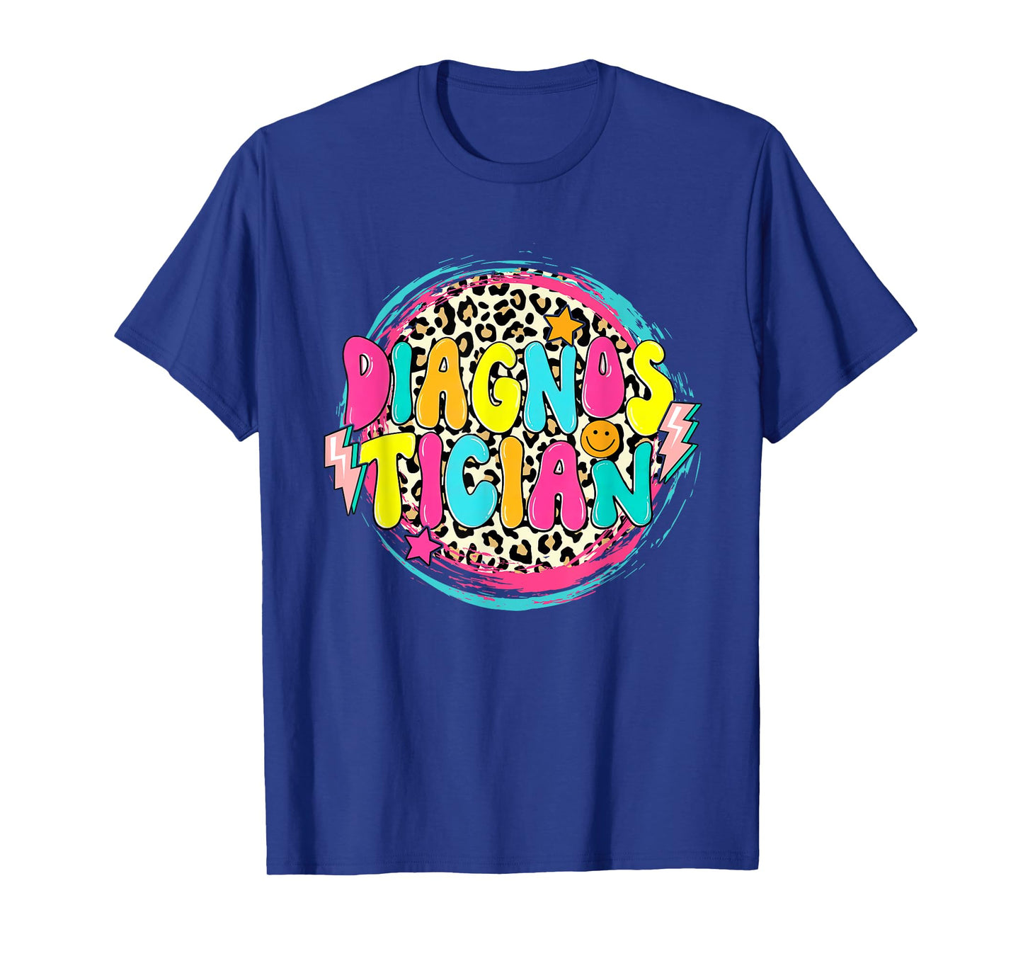 Retro Groovy Educational Diagnostician Leopard Circle T-Shirt