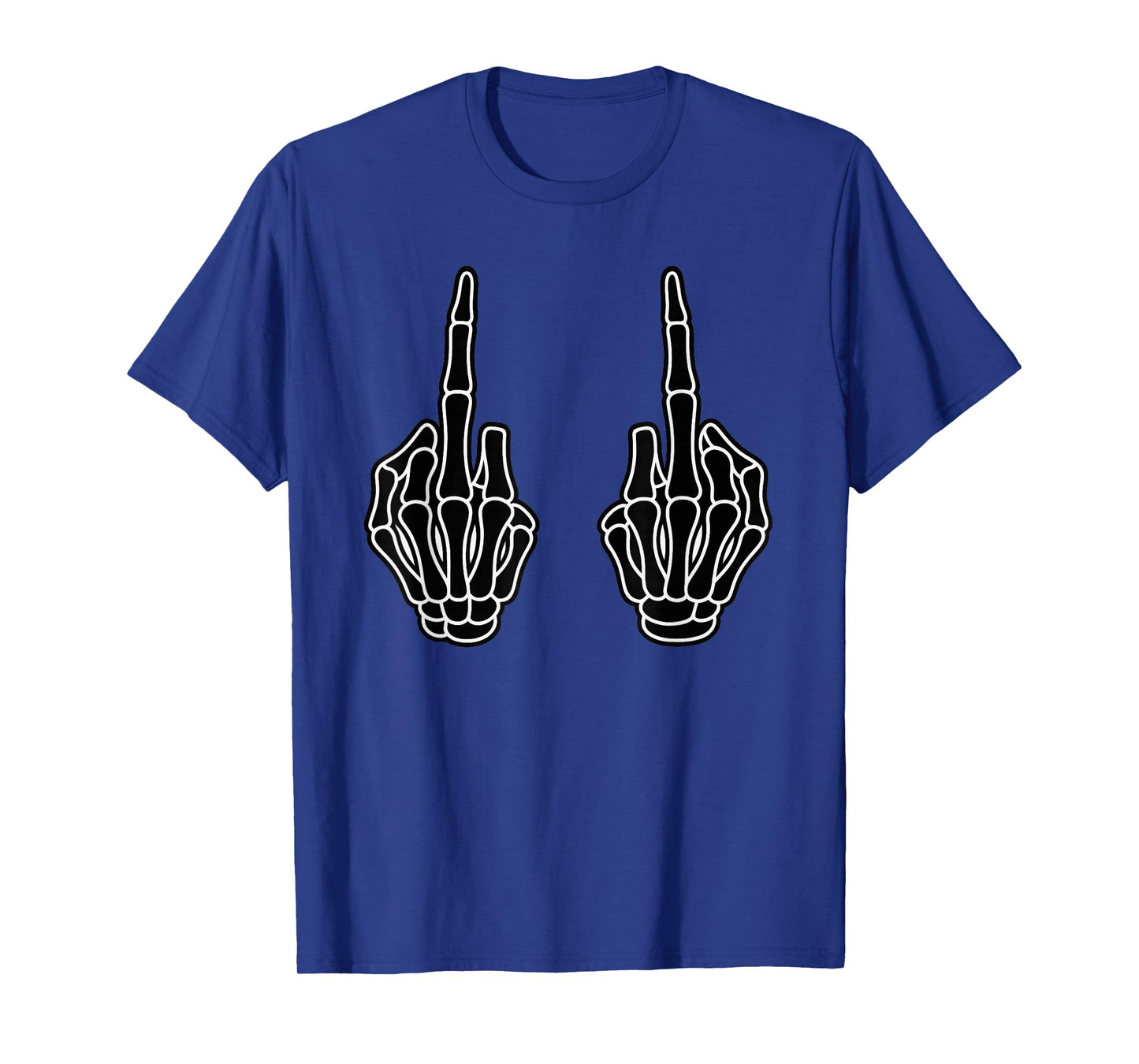Double Skeleton Middle Finger, Edgy Halloween Dark Humor T-Shirt