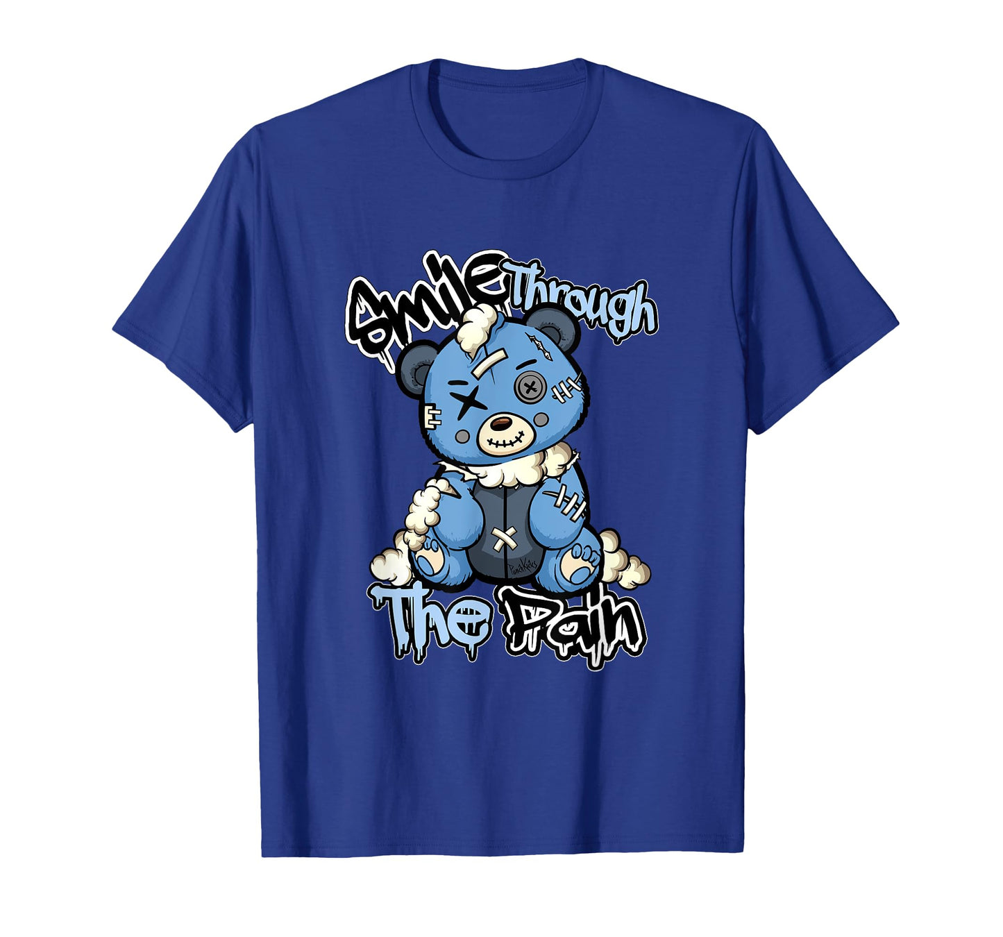 Blue Sad Teddy Bear Tee, Lofi Streetwear Aesthetic Bear T-Shirt