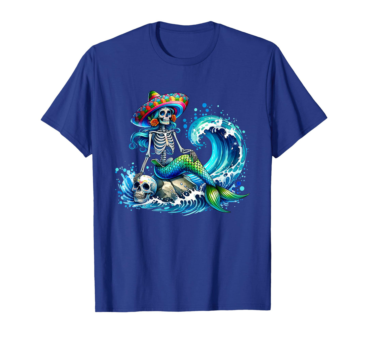 Mermaid Skull Ocean Wave Siren Skeleton Sea T-Shirt