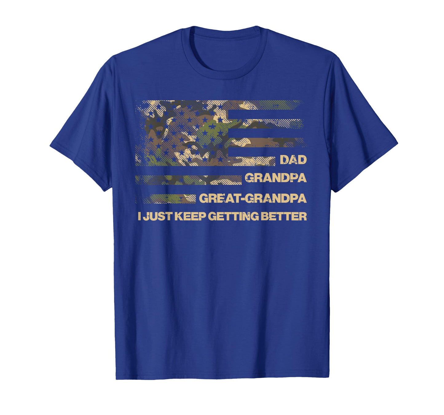 Dad Grandpa Great Grandpa Camo Flag Fathers Grandparents Day T-Shirt