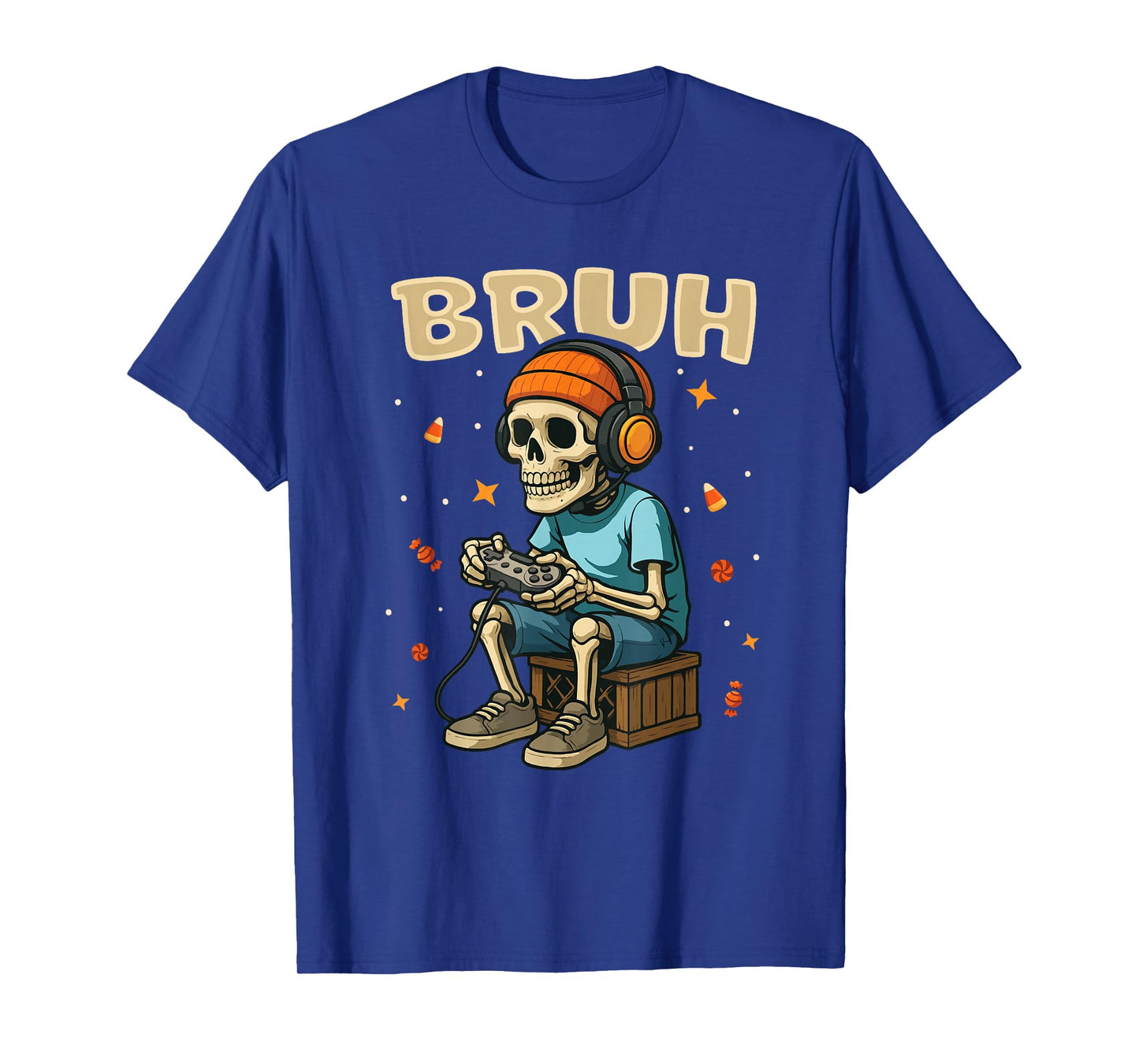 Bruh Halloween Skeleton Video Game for Boys Kids Gamer T-Shirt