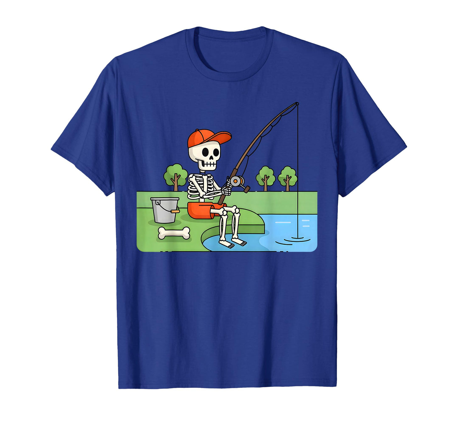 Skeleton Fishing Halloween Costume Funny Fishing Boys Kids T-Shirt