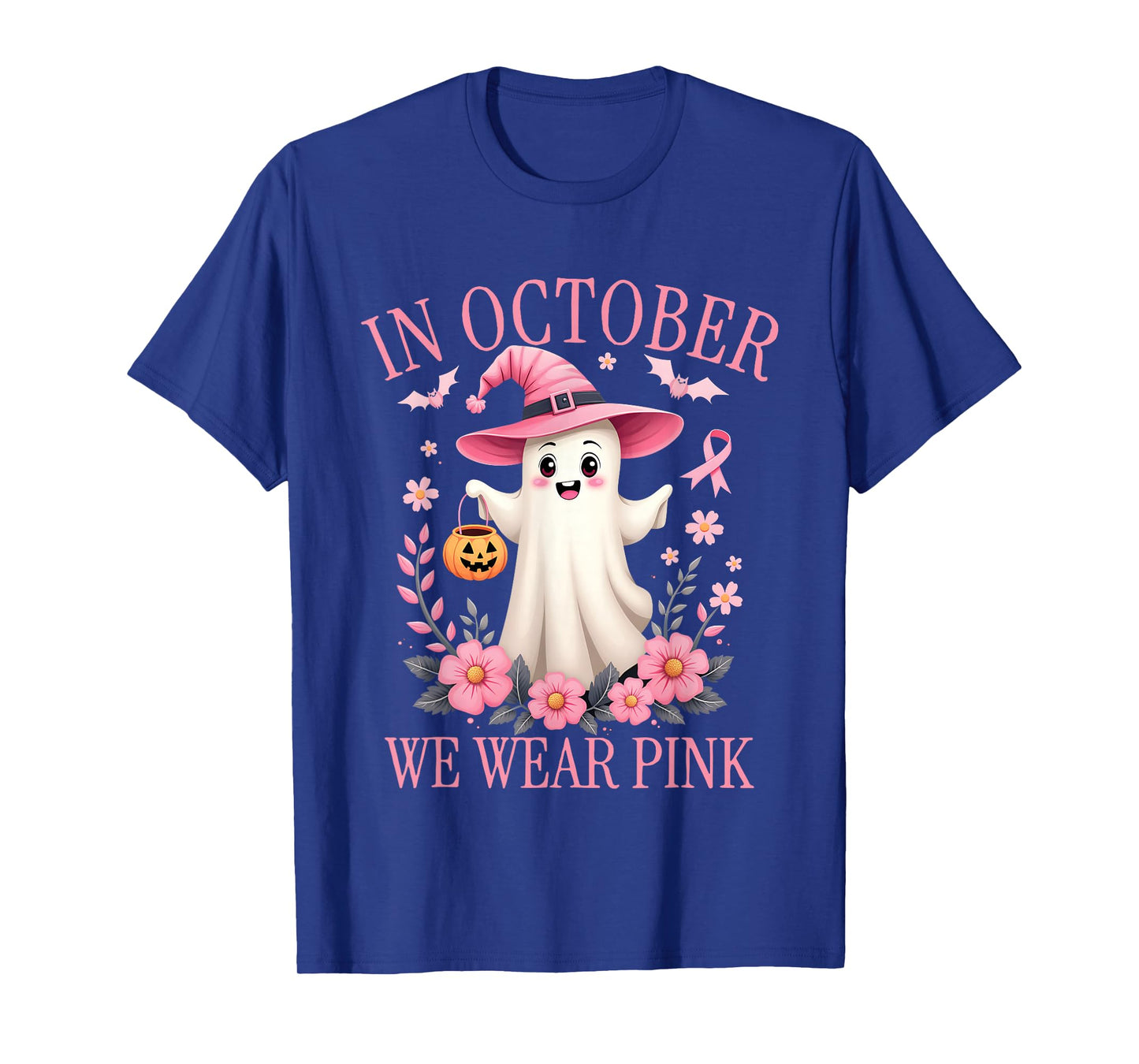 In October We Wear Pink Breast Cancer Awareness Halloween T-Shirt