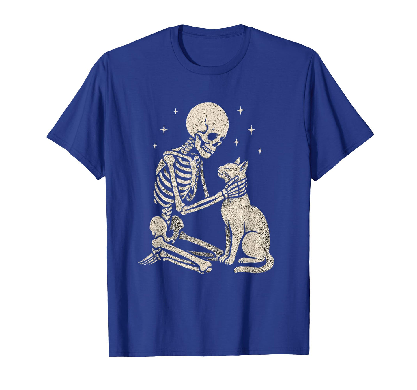 Skeleton Hug Cat Cute Halloween Design T-Shirt