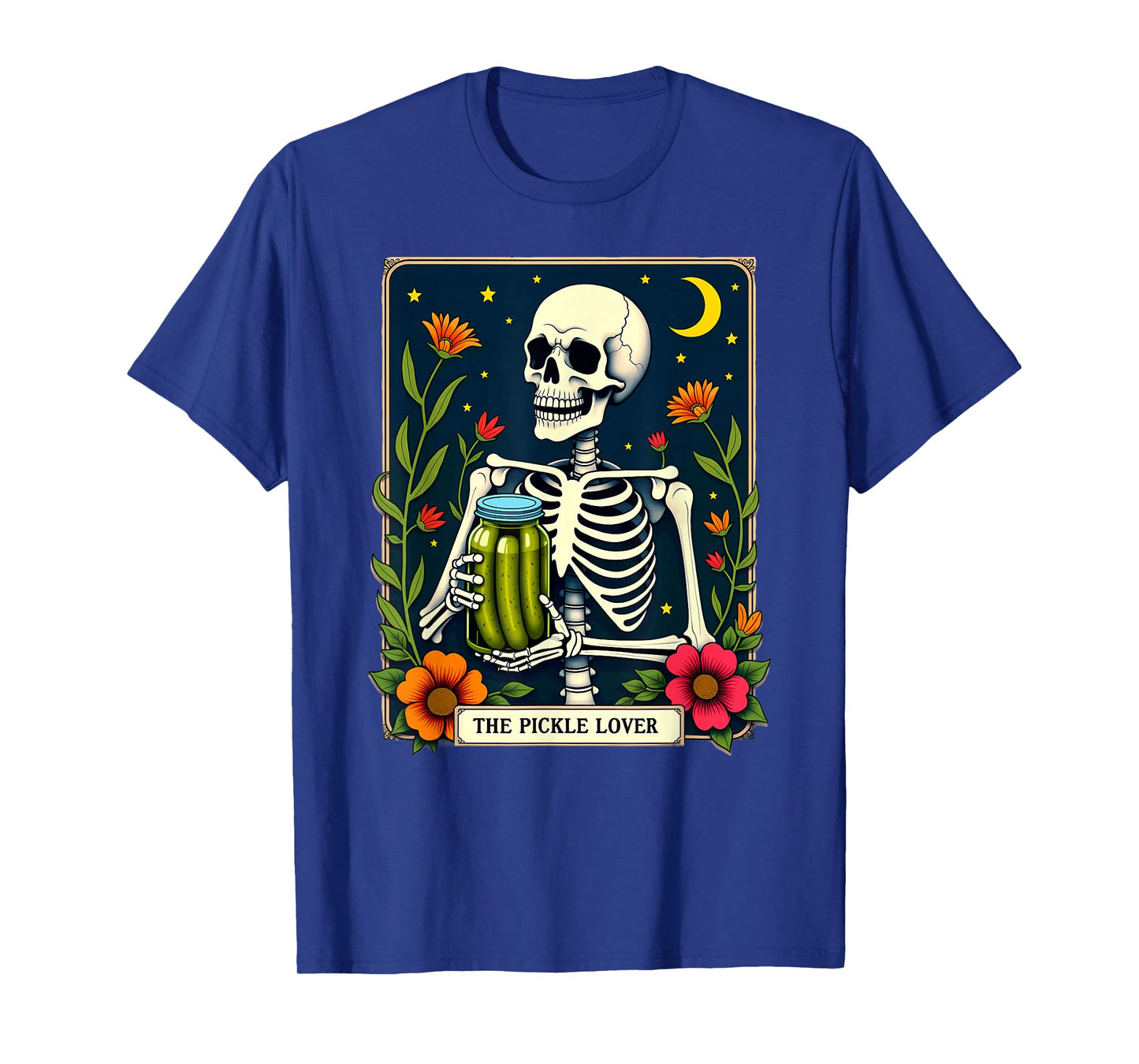 Gothic Tarot Card The Pickle Lover Skeleton Halloween T-Shirt