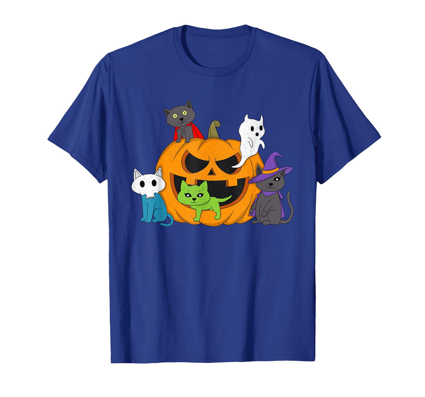 Vampire Ghost Zombie Witch Cats in Pumpkin Halloween Spooky T-Shirt