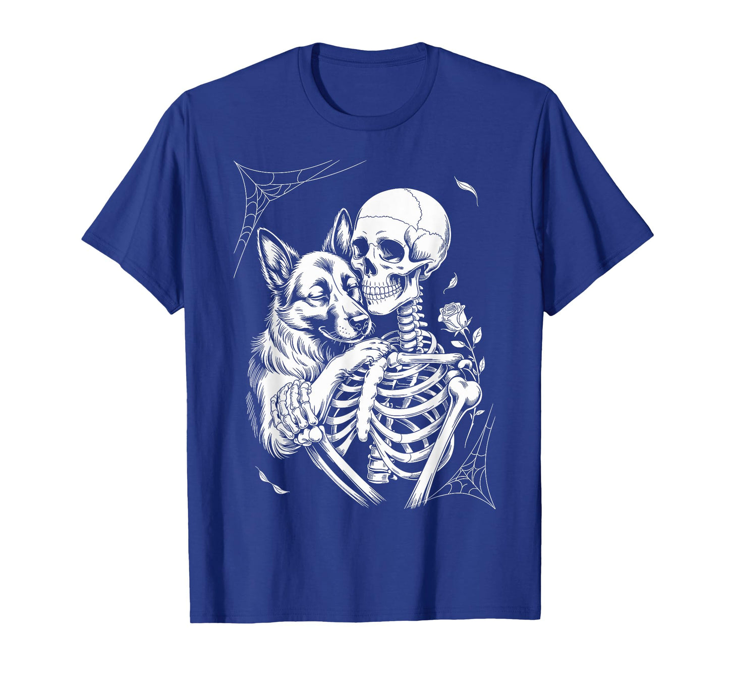 Skeleton Hugging Dog Lover Spooky Season Halloween T-Shirt