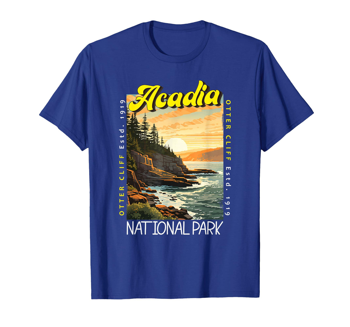 Acadia National Park Otter Cliff Maine Distressed Vintage T-Shirt