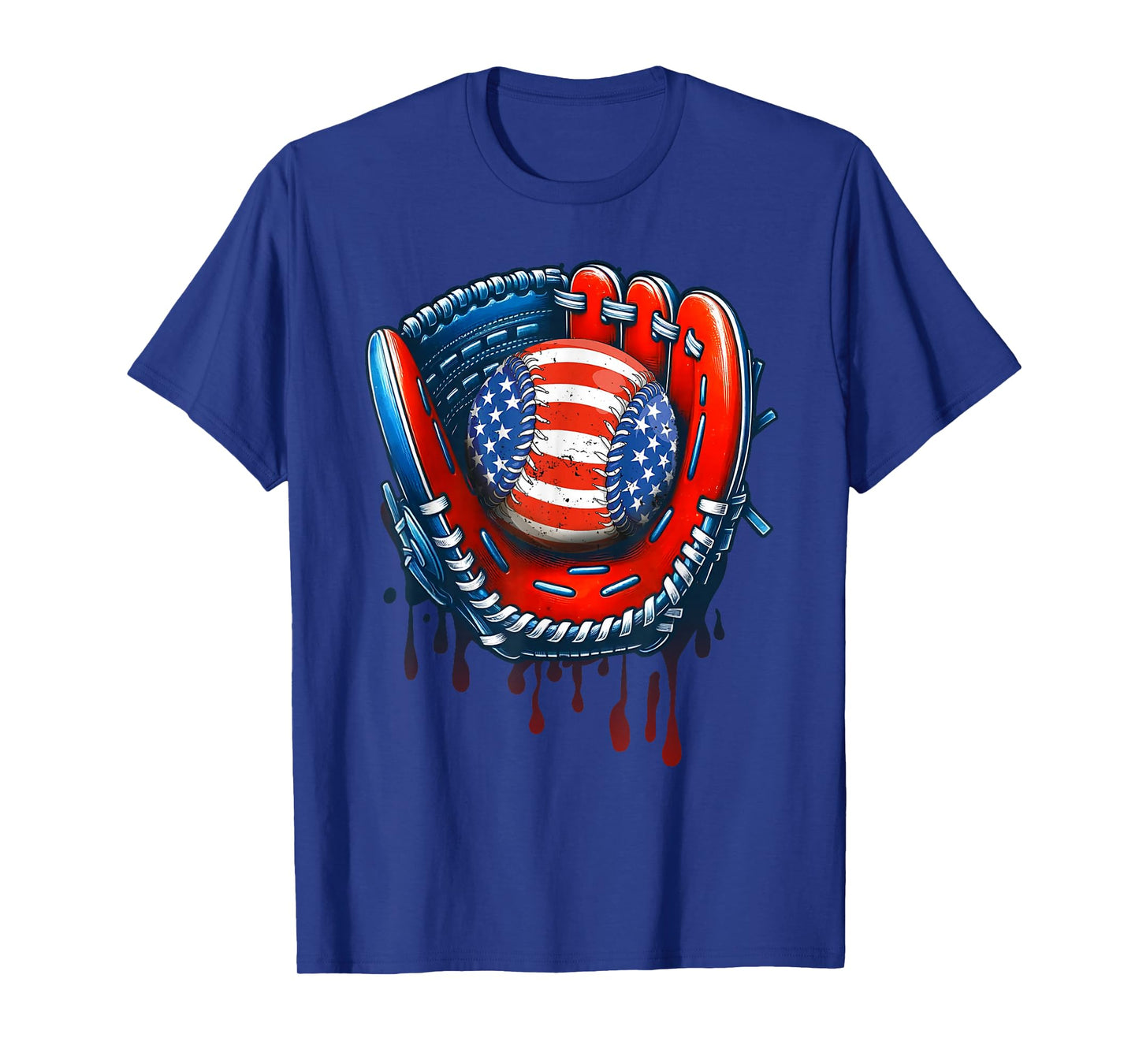 Baseball Drip Ice Cream Sprinkles 4th of July Baseball Glove T-Shirt