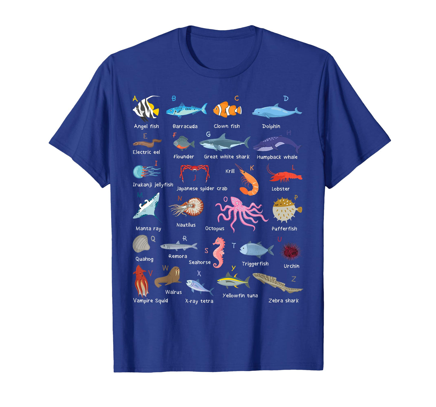 A-Z Ocean Life Exploration - Sea Creatures Alphabet T-Shirt