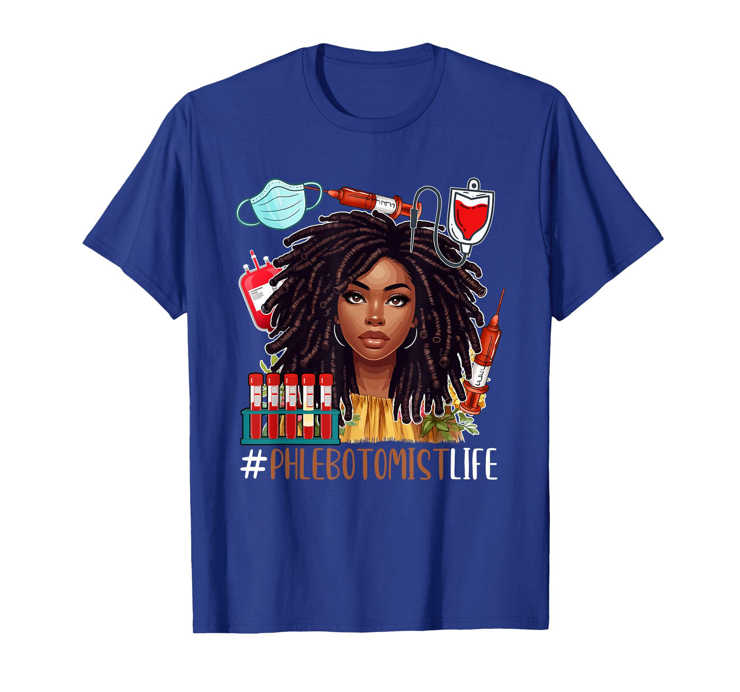 Phlebotomist Costume Afro Woman Proud Black History T-Shirt
