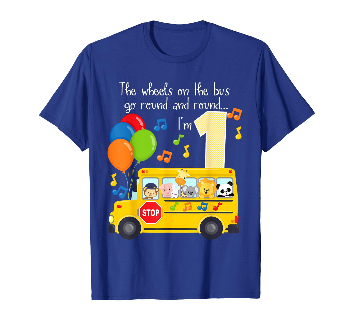 The Wheels On The Bus 1st Birthday 1 Yr Old Family Matching T-Shirt