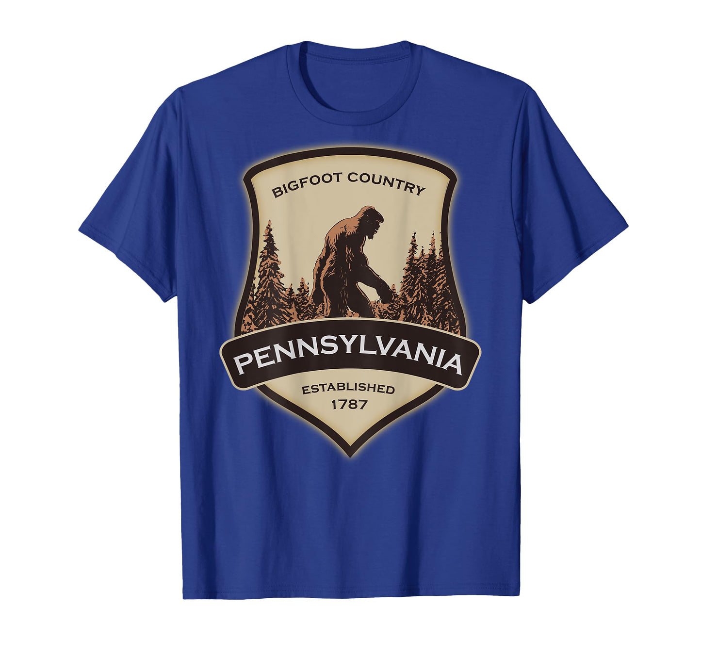 Printed On Back - Pennsylvania with a Bigfoot or Sasquatch T-Shirt