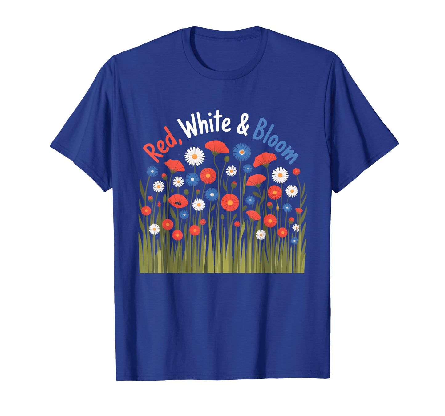 Floral Red White Blue Wildflowers 4th of July Flower Women T-Shirt