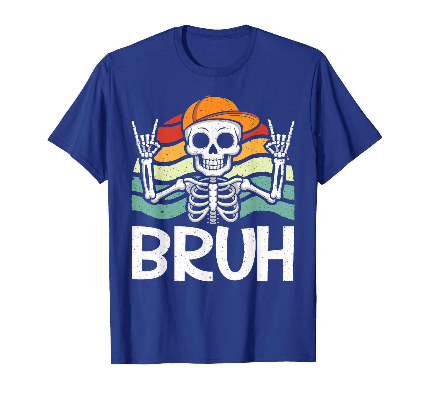 Cool Bruh Skeleton Rock On Halloween Style Graphic Design T-Shirt