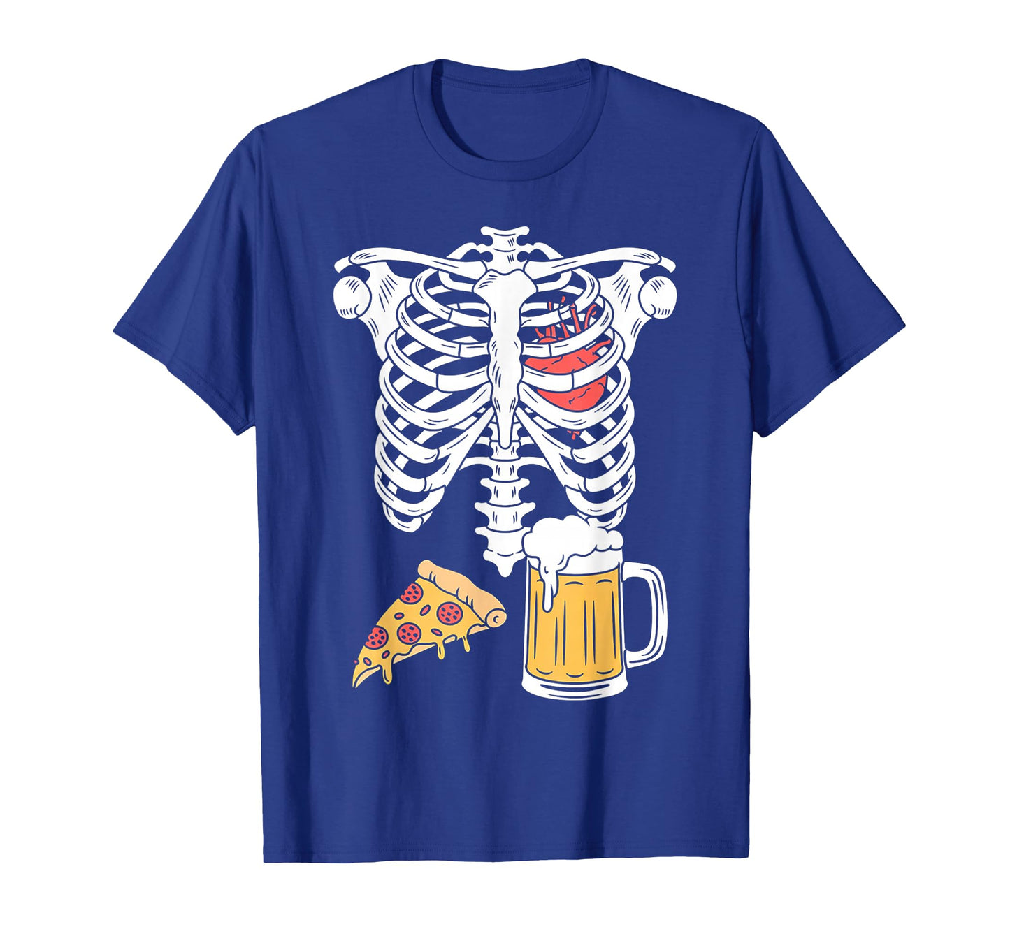 Funny Skeleton Heart Pregnancy Pizza Beer T-Shirt
