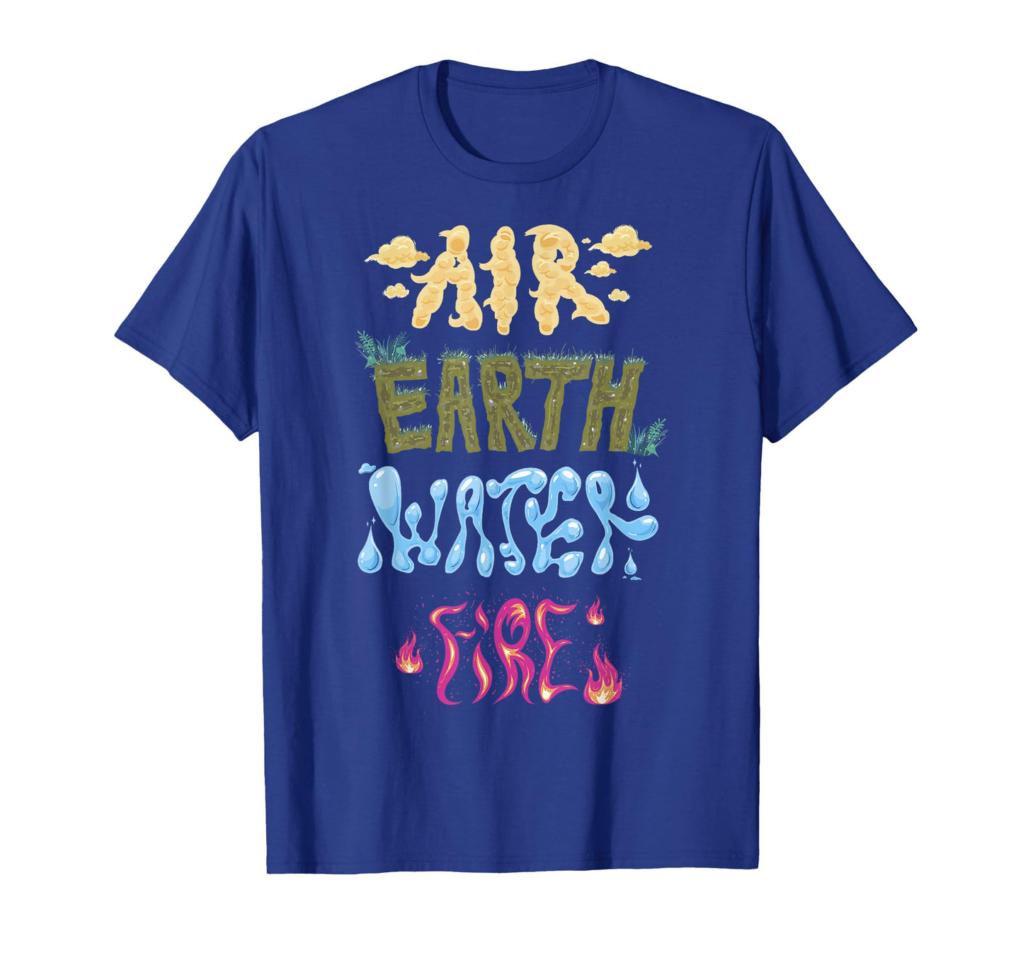 Disney Pixar Elemental Air Earth Water Fire Stylized Text T-Shirt
