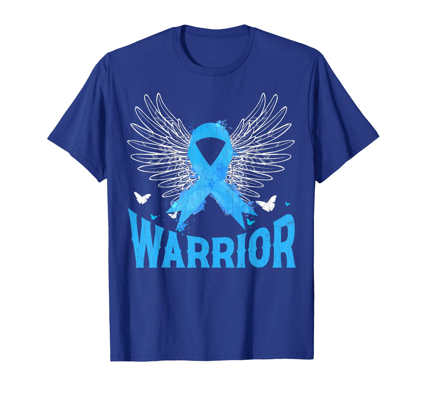 Mens Warrior USA Flag Prostate Cancer Awareness Blue Graphic T-Shirt