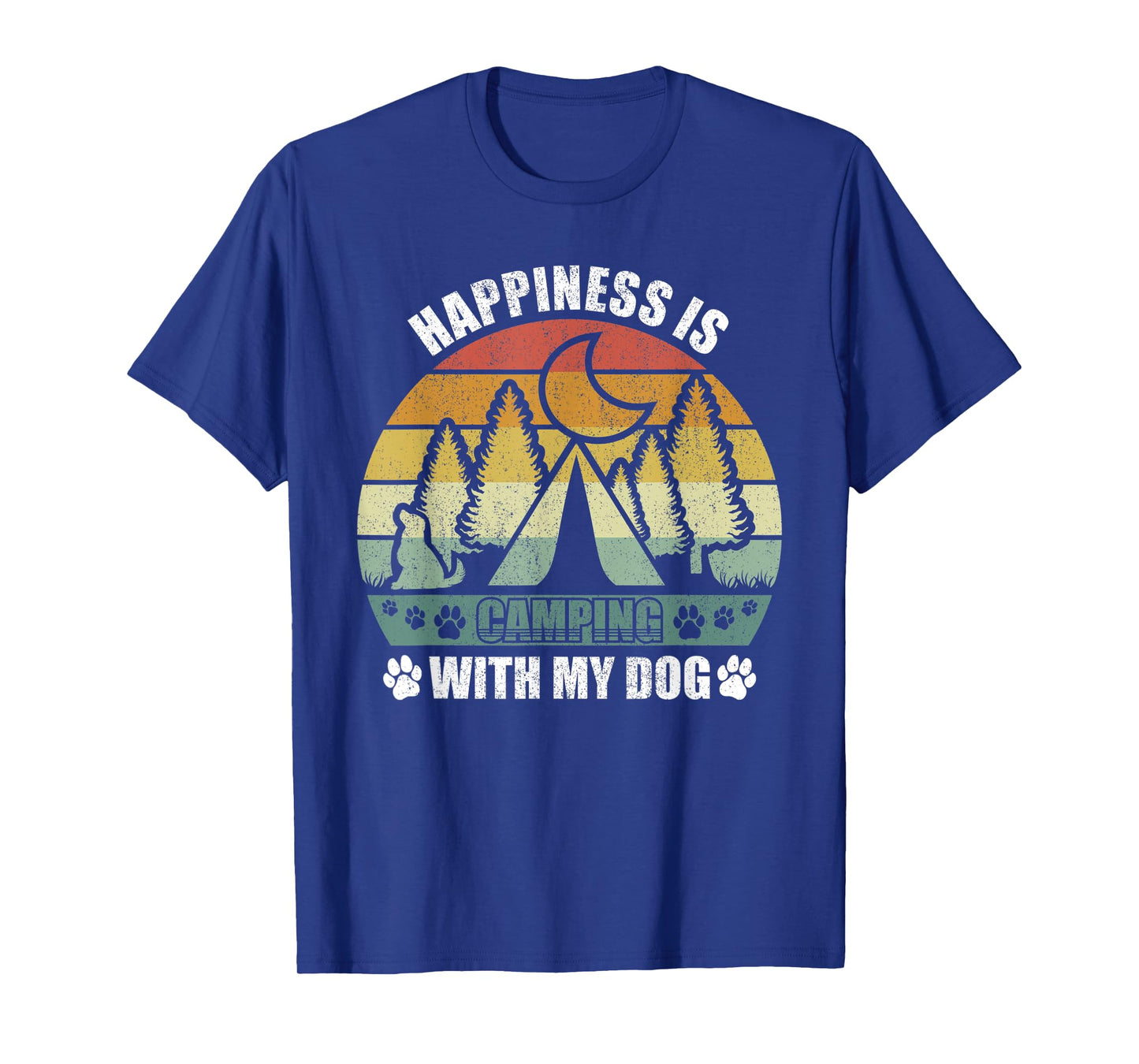 Retro Happiness Is Camping With My Dog Shirt Dog Camper's T-Shirt for Men Women Kids