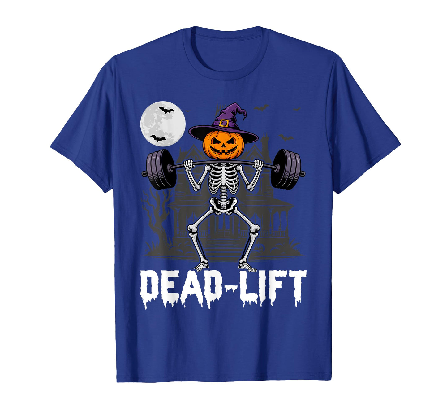 Skeleton Dead Lift Funny Halloween Lifting Weights Gym T-Shirt