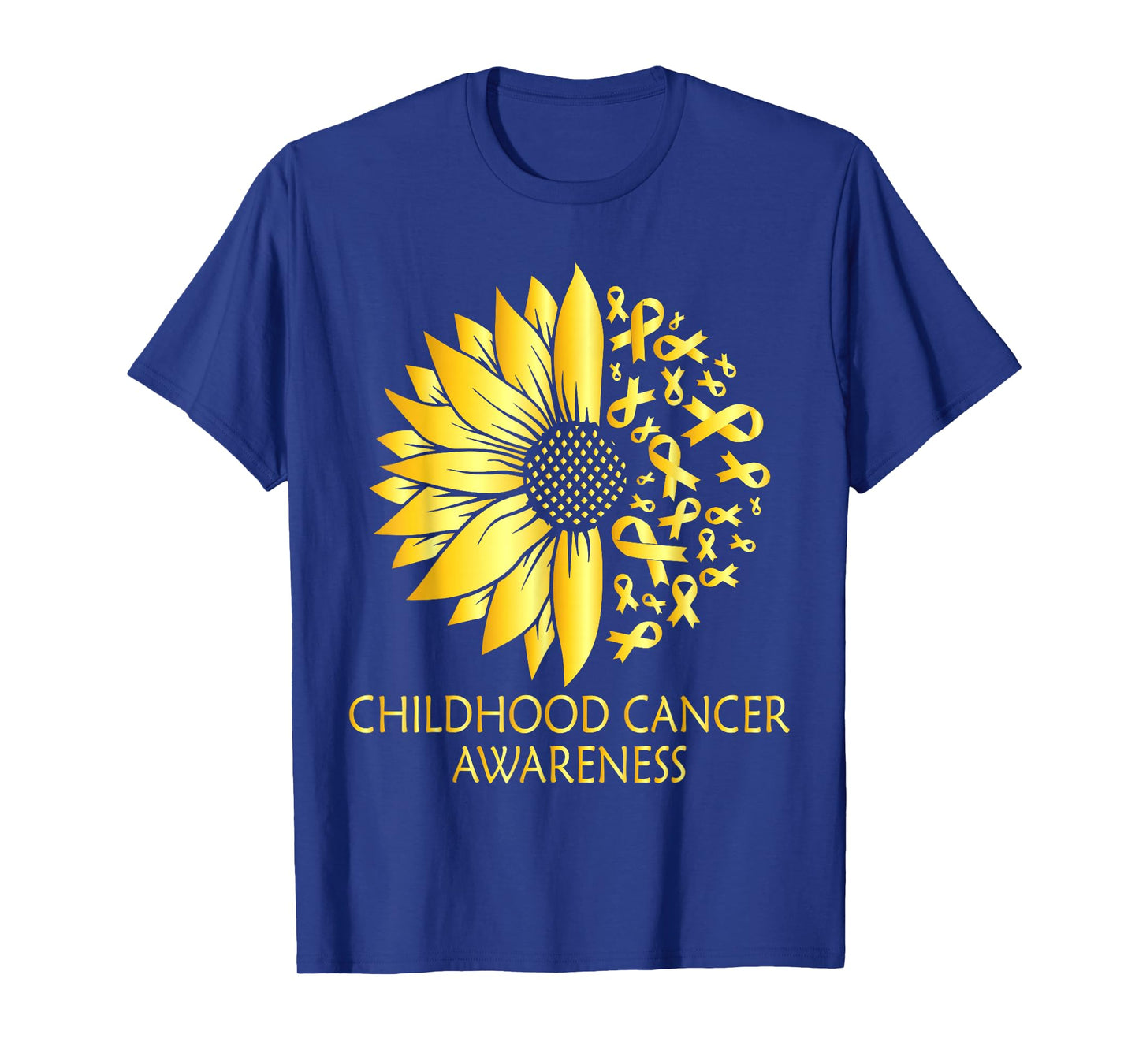Childhood Cancer Awareness Yellow Sunflower Gold Ribbon T-Shirt