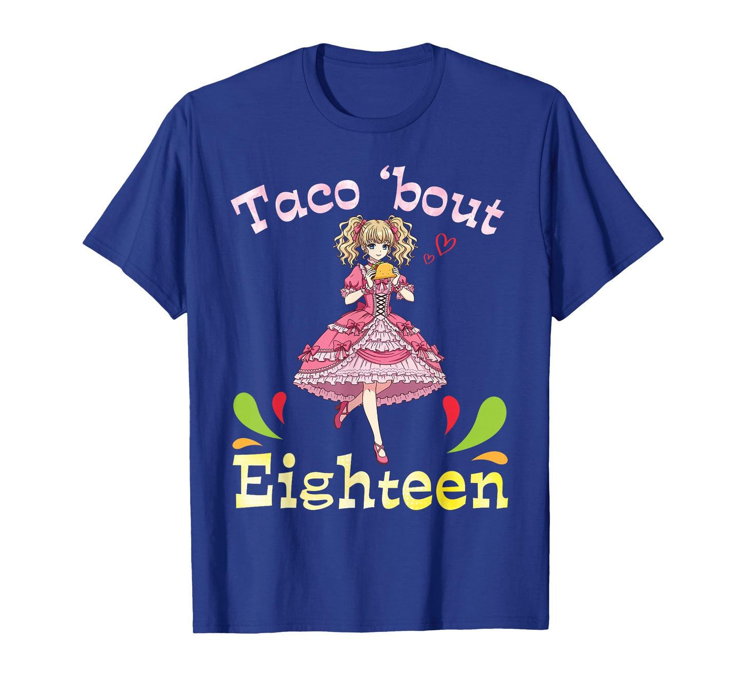 Cute Girl with Tacos I Taco Bout Eighteen Years Old Birthday T-Shirt