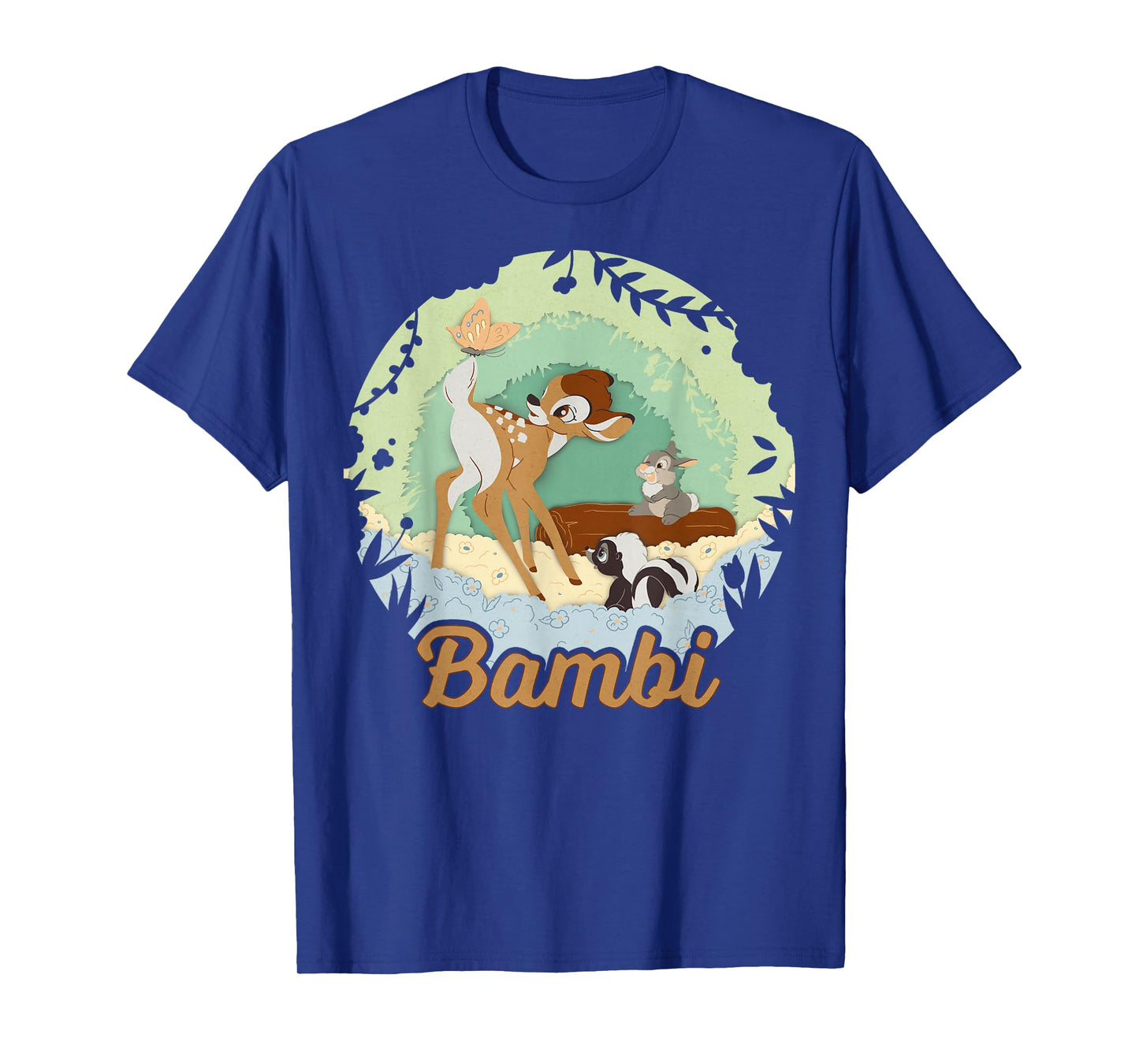 Disney Bambi Thumper And Flower Paper Cut Portrait T-Shirt