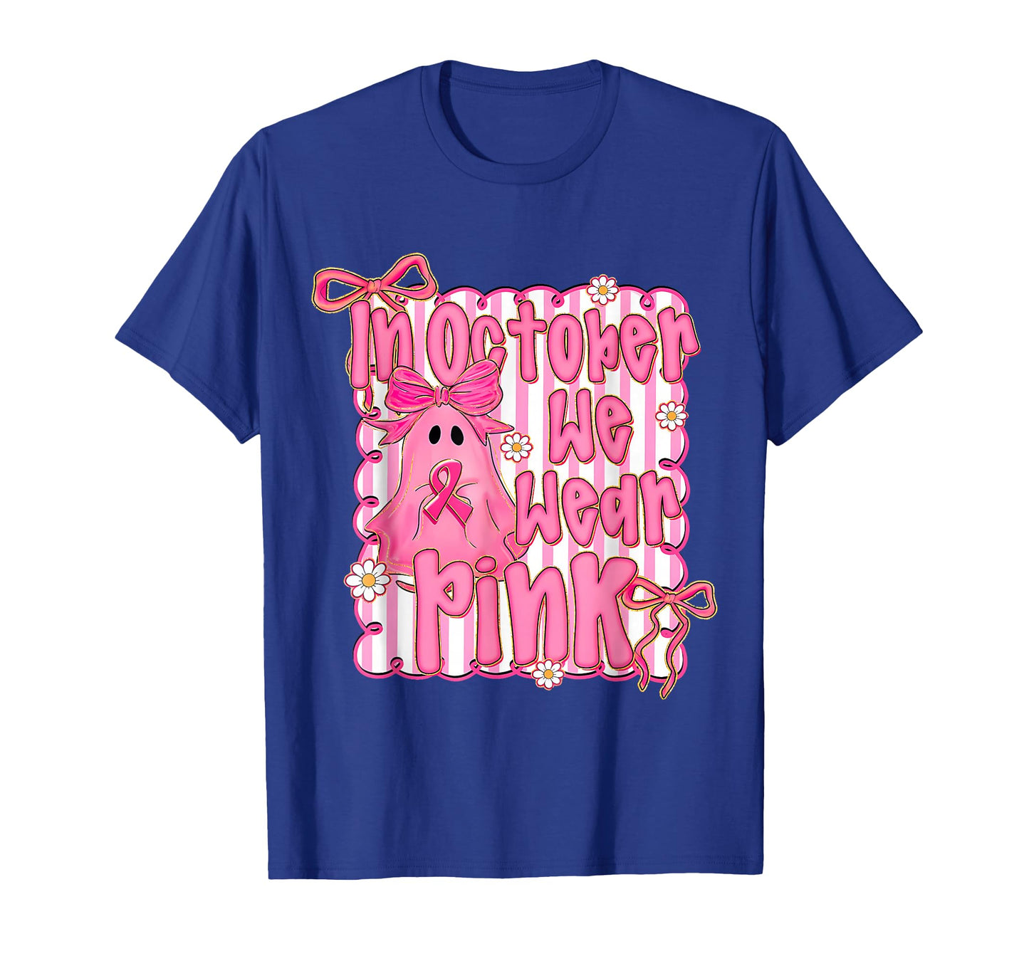 In October We Wear Pink Breast Cancer Awareness Halloween T-Shirt