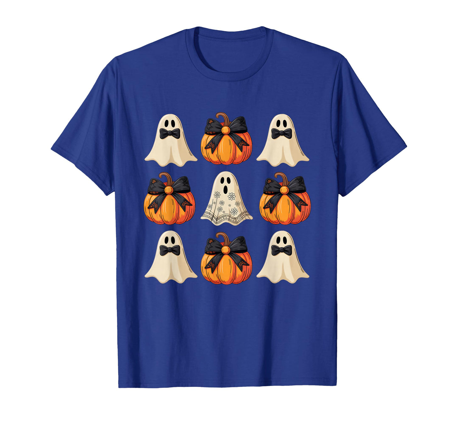 Coquette Bow Pumpkin Autumn Women Girls Halloween Ghost T-Shirt