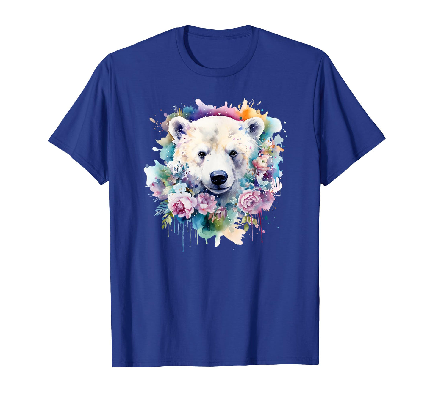 Polar Bear Floral Watercolor Animal Cute Polar Bear Face T-Shirt