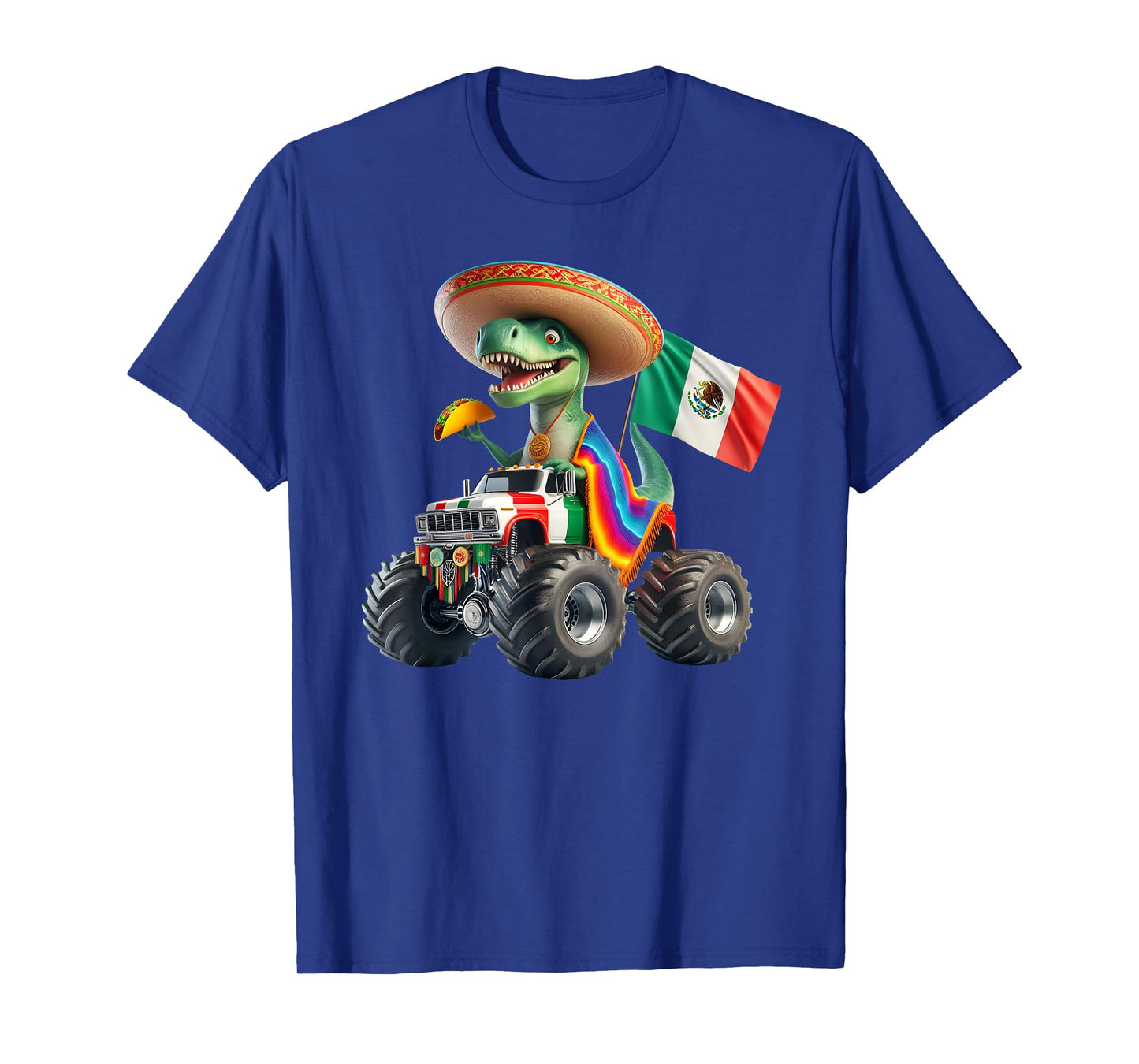 Funny Dinosaur Taco Monster Truck Cinco De Mayo Viva Mexico T-Shirt