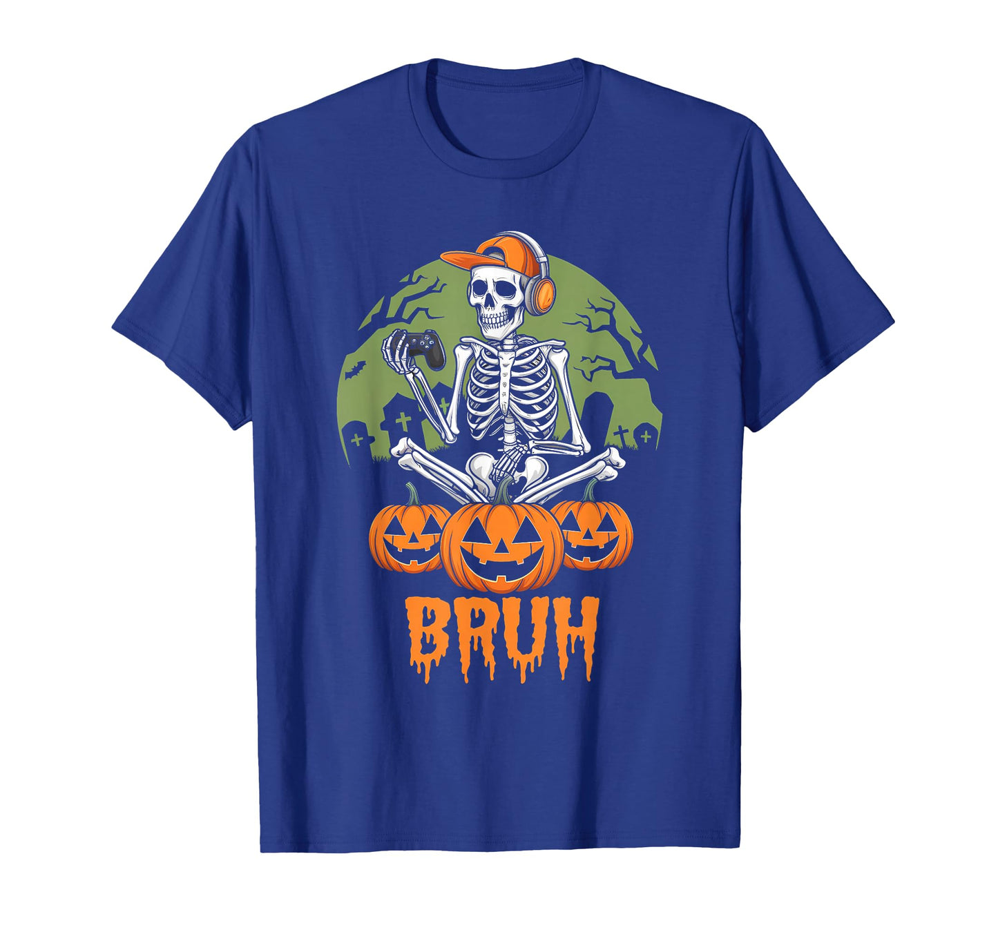 Halloween Skeleton Video Gaming Gamer Teens Boys Youths Men T-Shirt