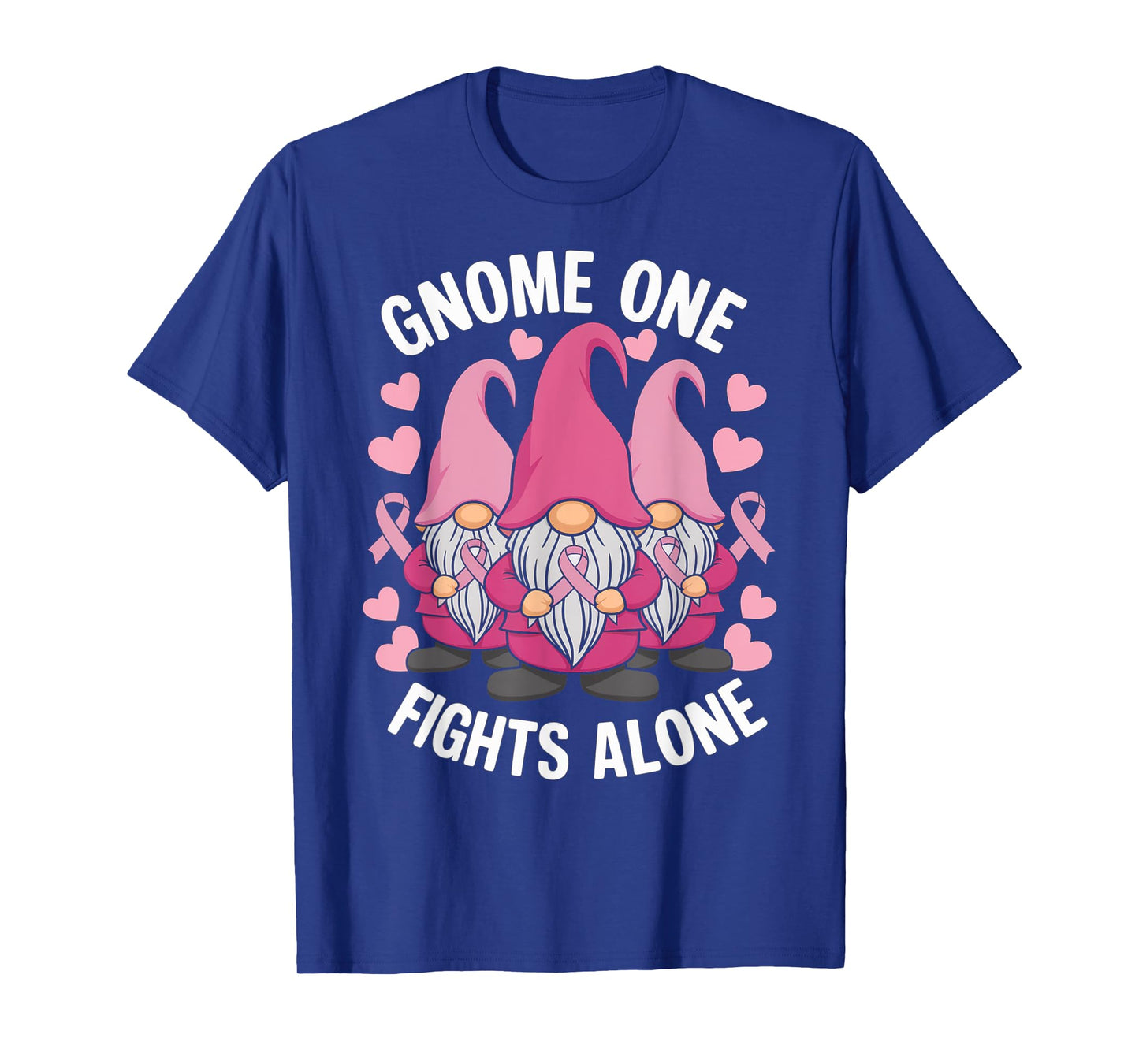 Gnome One Fights Alone Breast Cancer Awareness Pink Ribbon T-Shirt