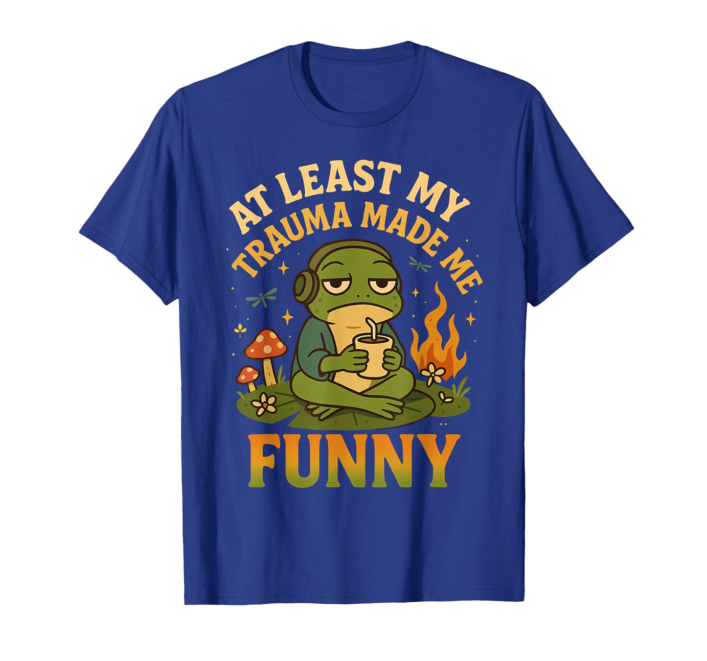Trauma Made Me Funny Frog Coffee Spicy Halloween Gag Men T-Shirt