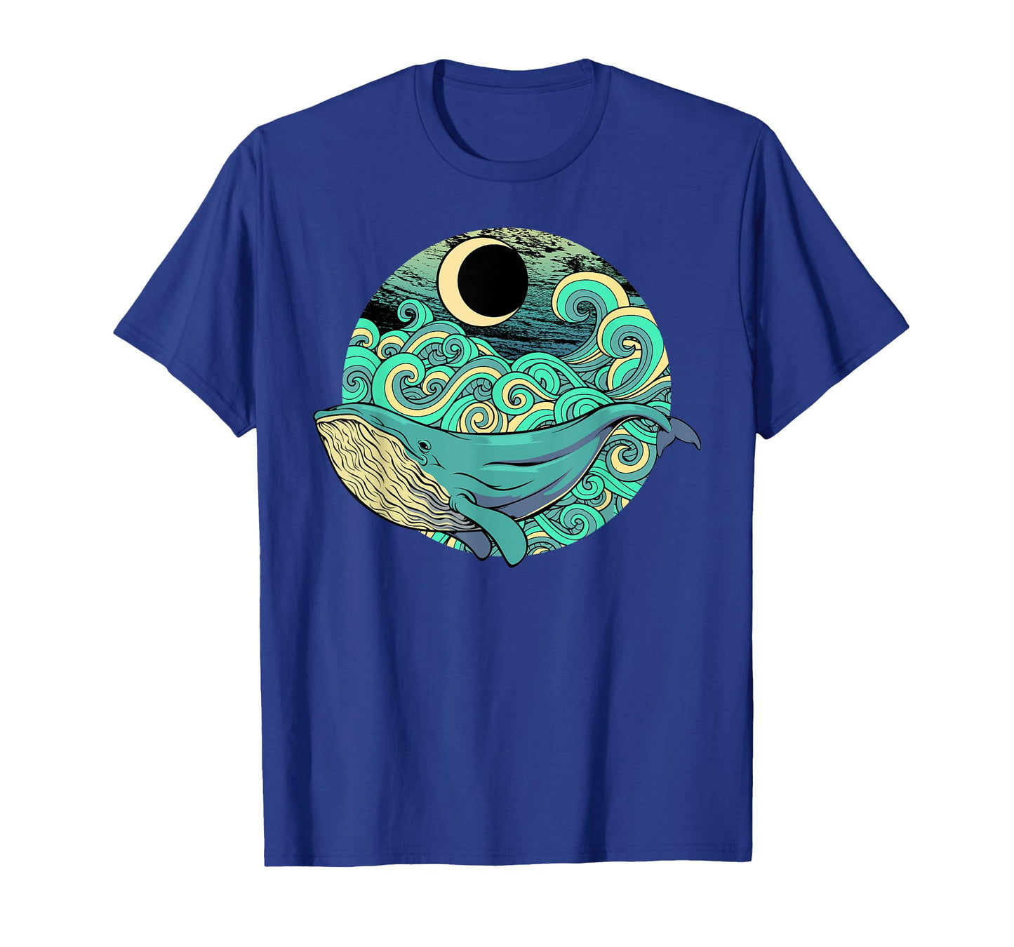 Humpback Whale Marine Life Ocean Nature Sea Blue Waves Moon T-Shirt