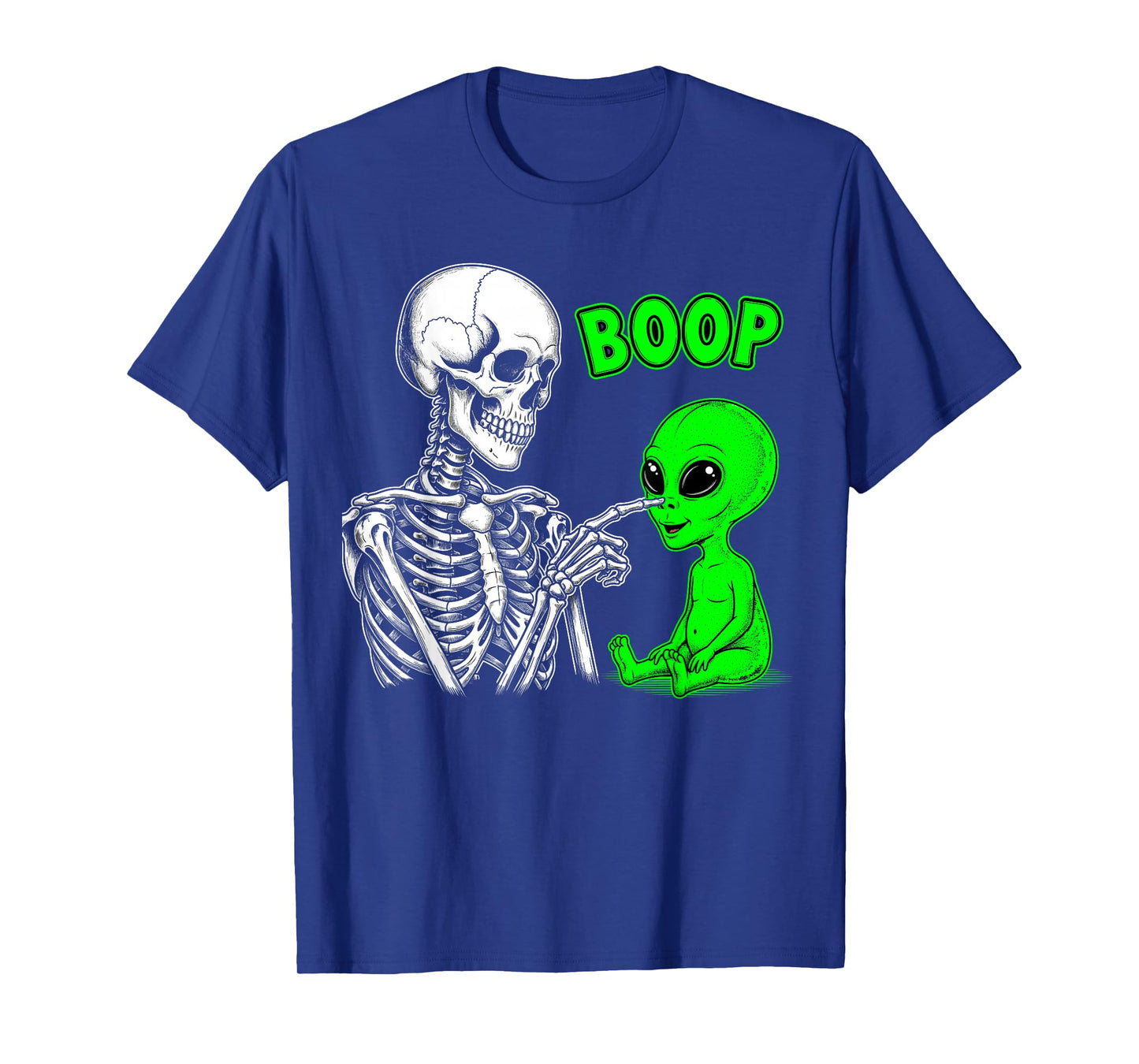 Halloween Cute Alien Boop Skeleton Hand Touch Nose Funny T-Shirt