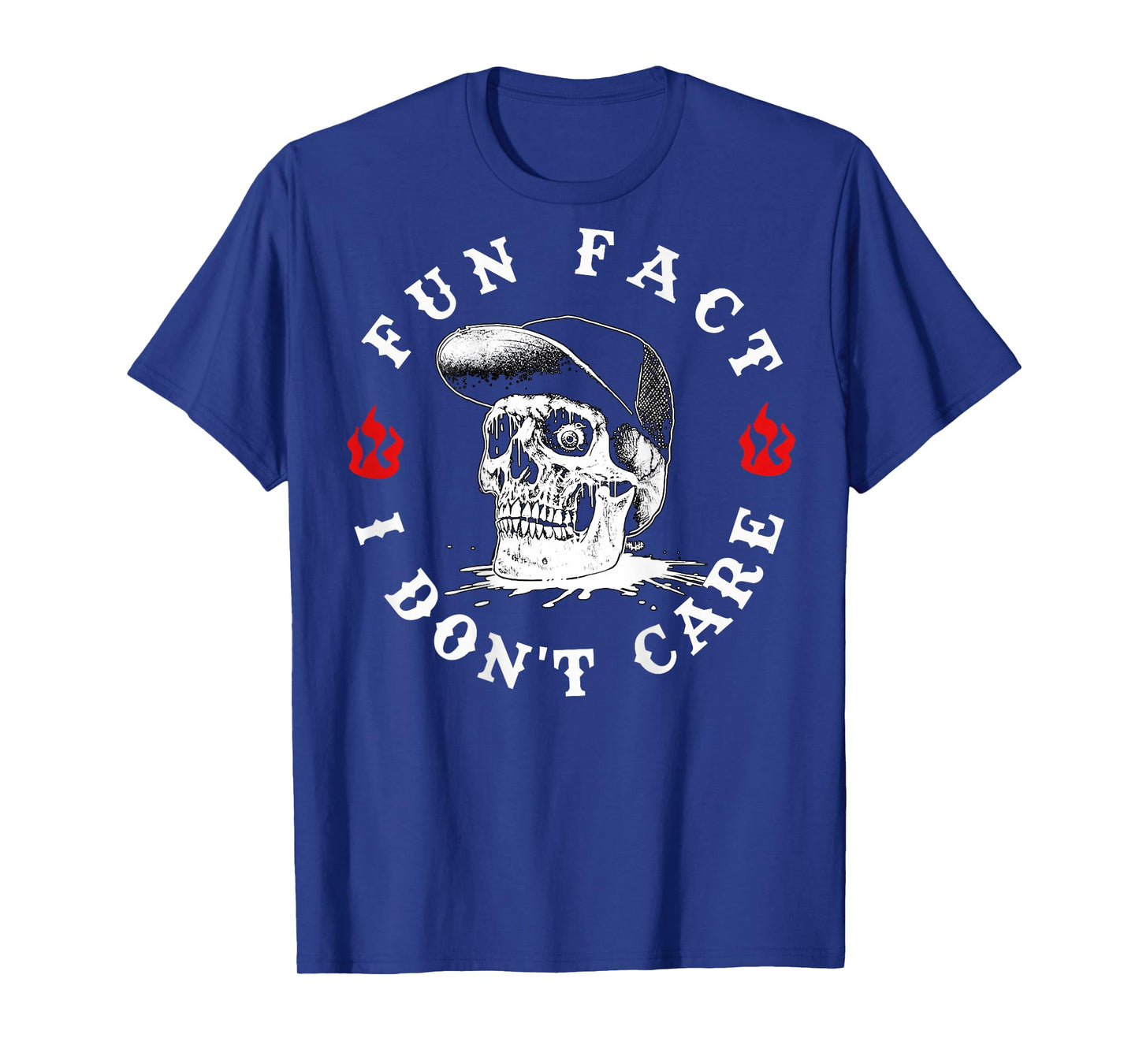 Fun Fact I Don't Care Funny Skeleton Sarcastic (ON Back) T-Shirt