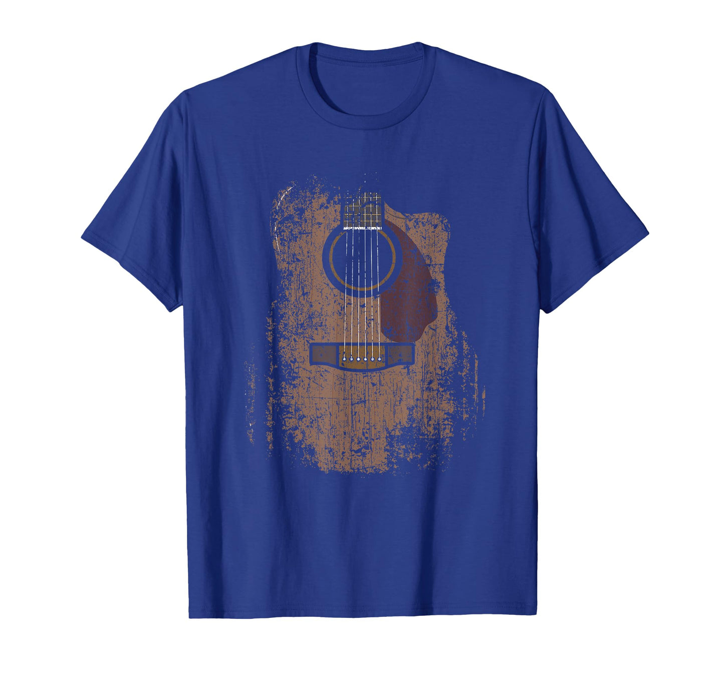 Musician Guitarist Instrument & Strings Designs Distressed Acoustic Guitar Vintage Player Rock & Roll Music T-Shirt - Unisex Adults/Kids - Black - Short Sleeve - Classic Fit - Small